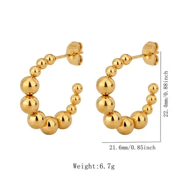 1 Pair Simple Style C Shape Stainless Steel Gold Plated Ear Studs