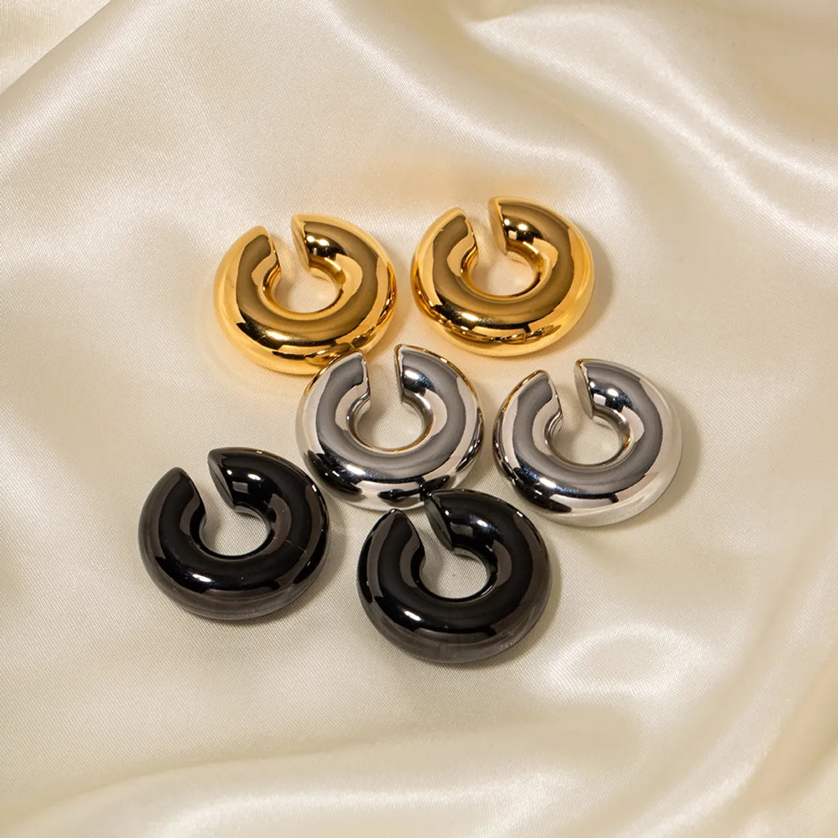 1 Pair Simple Style C Shape Plating Stainless Steel 18k Gold Plated Ear Clips