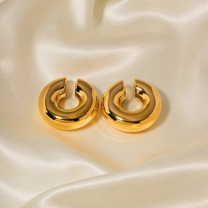 1 Pair Simple Style C Shape Plating Stainless Steel 18k Gold Plated Ear Clips