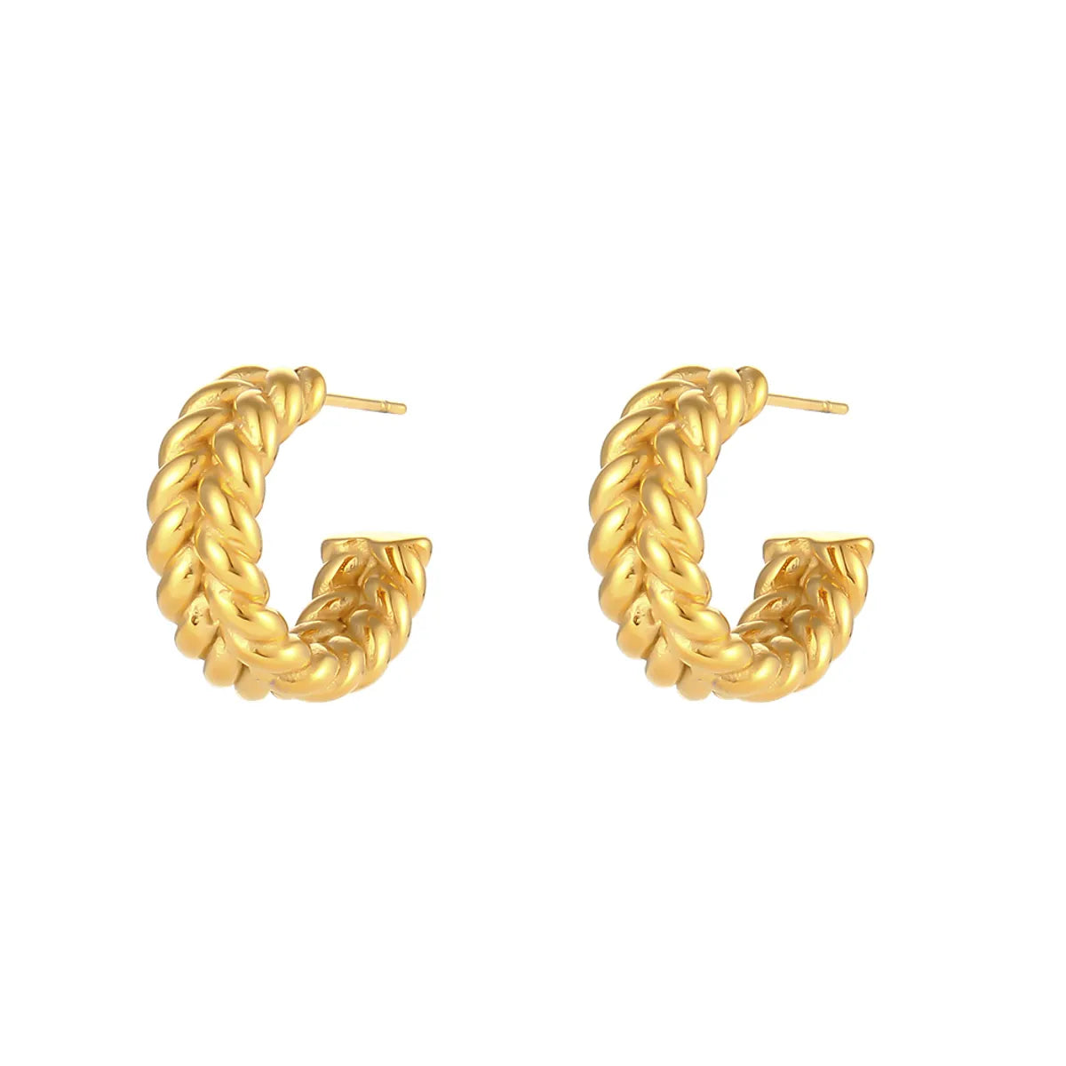 1 Pair Simple Style C Shape Plating 304 Stainless Steel 18K Gold Plated Ear Studs