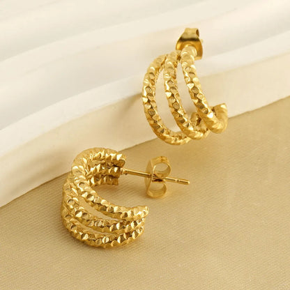 1 Pair Simple Style C Shape Plating Stainless Steel 18k Gold Plated Ear Studs