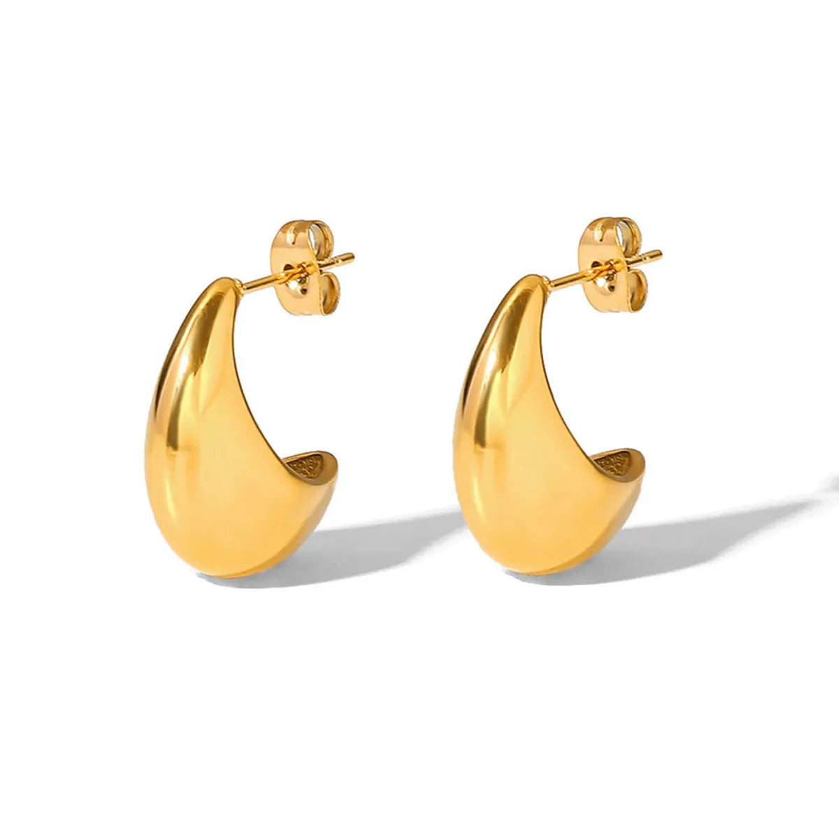 1 Pair Simple Style C Shape Plating Stainless Steel 18k Gold Plated Ear Studs