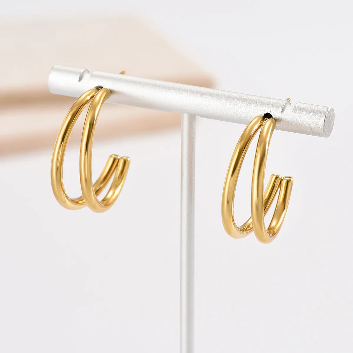 1 Pair Simple Style C Shape Polishing Plating Stainless Steel 14k Gold Plated Ear Studs