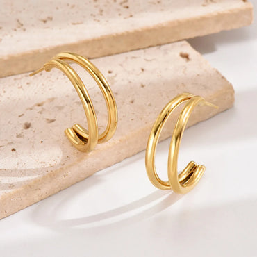 1 Pair Simple Style C Shape Polishing Plating Stainless Steel 14k Gold Plated Ear Studs