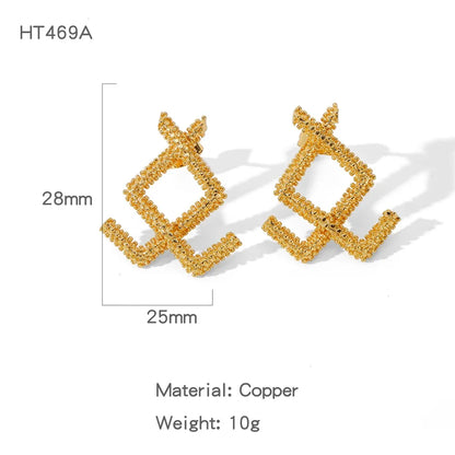 1 Pair Simple Style C Shape Star Copper Ear Studs