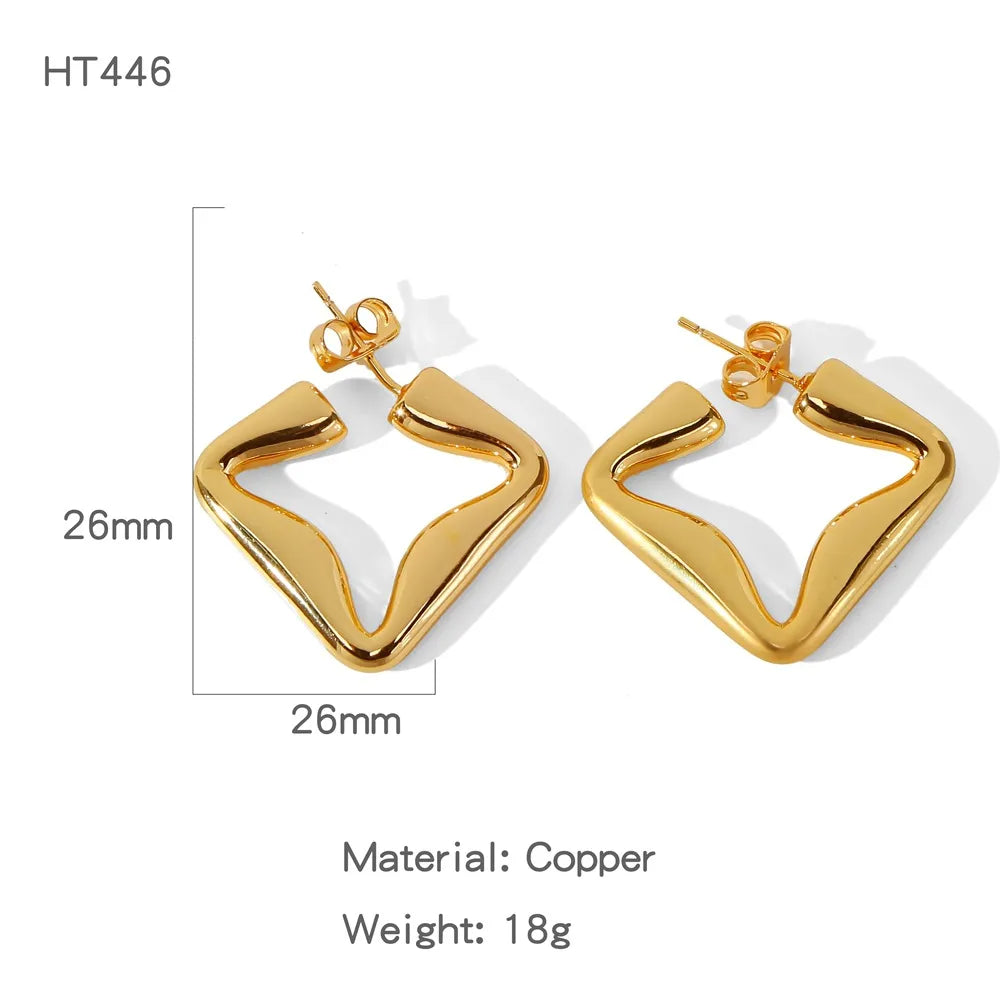 1 Pair Simple Style C Shape Star Copper Ear Studs