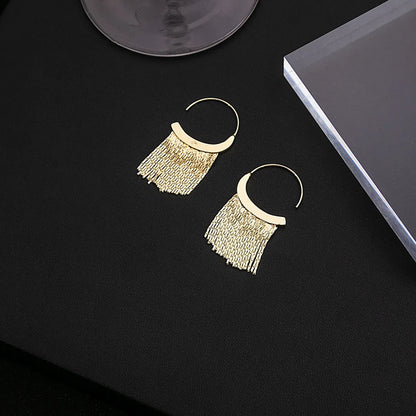 1 Pair Simple Style C Shape Tassel Plating Copper Drop Earrings