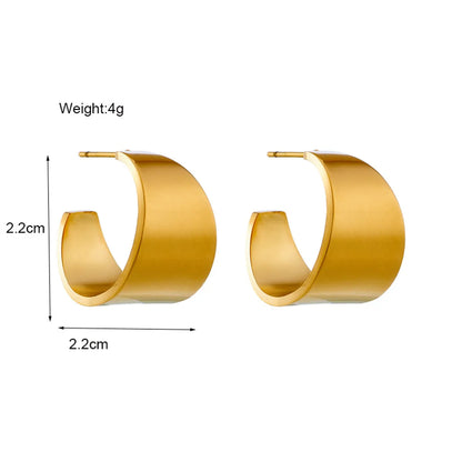 1 Pair Simple Style C Shape Titanium Steel Ear Studs