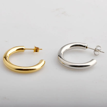 1 Pair Simple Style C Shape Plating Titanium Steel 18k Gold Plated Ear Studs