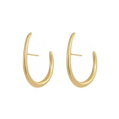 1 Pair Simple Style C Shape Plating Titanium Steel Ear Studs