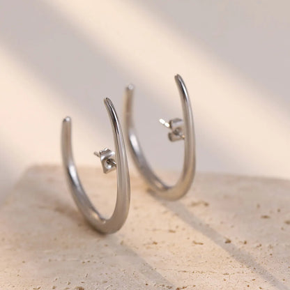 1 Pair Simple Style C Shape Plating Titanium Steel Ear Studs