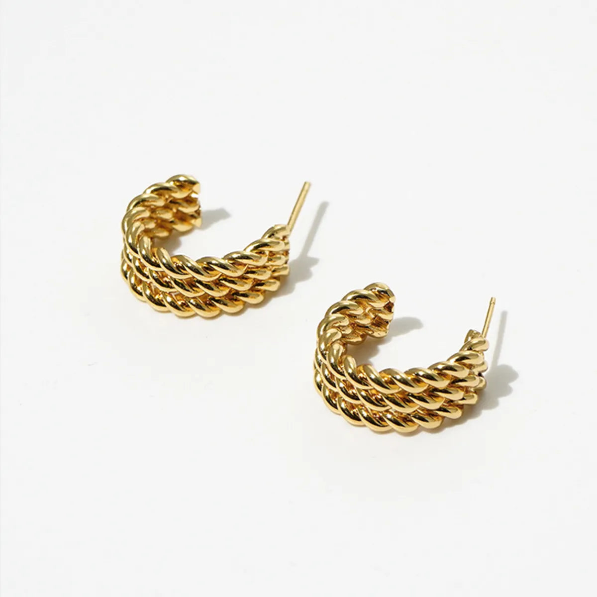 1 Pair Simple Style C Shape Twist Plating Copper 18k Gold Plated Ear Studs