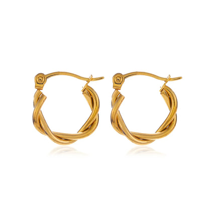 1 Pair Simple Style C Shape Twist Plating Stainless Steel 18k Gold Plated Hoop Earrings