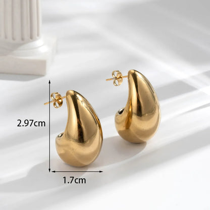 1 Pair Simple Style C Shape Water Droplets Plating Stainless Steel 18k Gold Plated Ear Studs