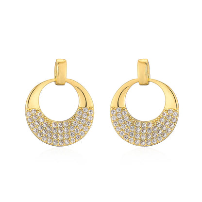 1 Pair Simple Style C Shape Water Droplets Solid Color Plating Inlay Copper Zircon 18k Gold Plated Ear Studs