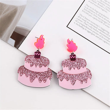 1 Pair Simple Style Cake Arylic Patchwork Women's Drop Earrings