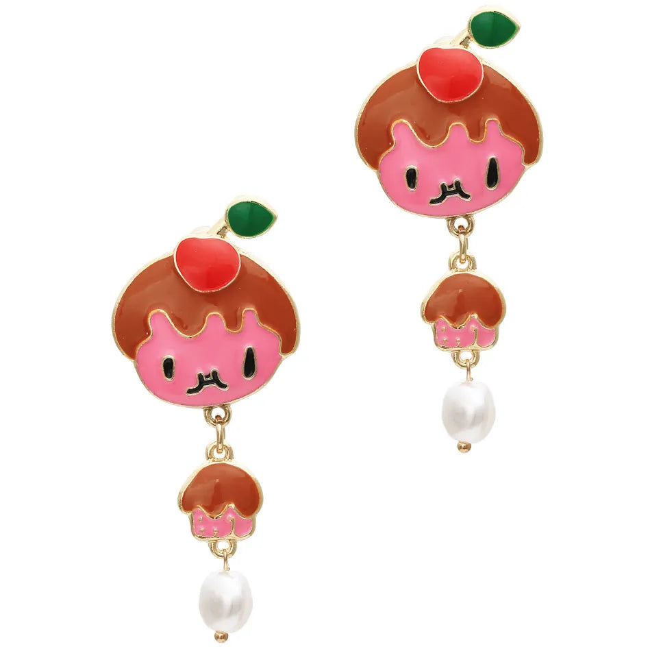 1 Pair Simple Style Cartoon Character Inlay Zinc Alloy Artificial Pearls Drop Earrings