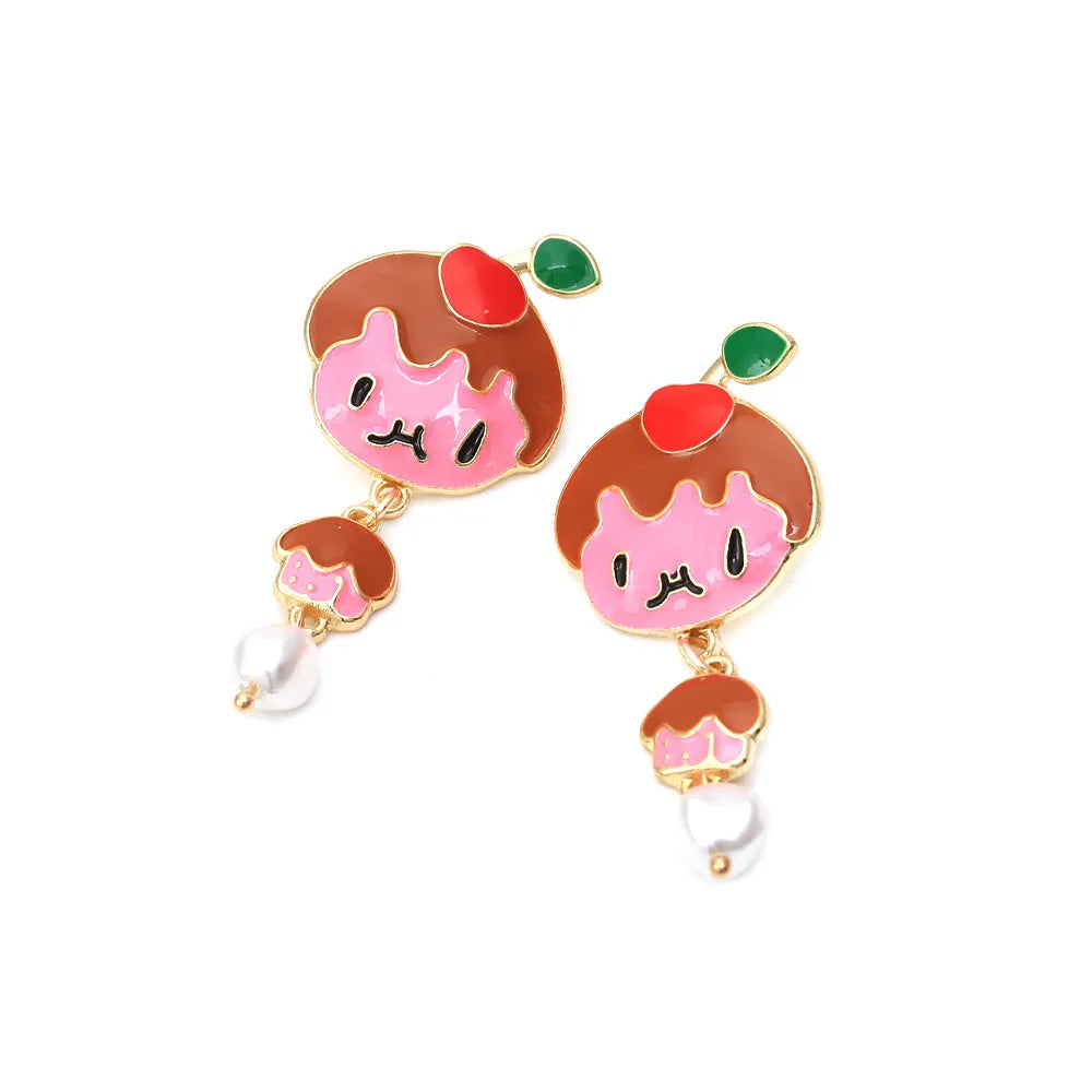 1 Pair Simple Style Cartoon Character Inlay Zinc Alloy Artificial Pearls Drop Earrings