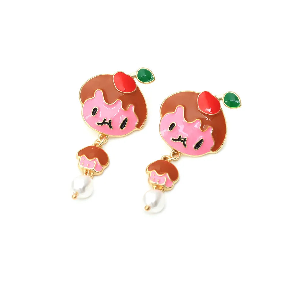 1 Pair Simple Style Cartoon Character Inlay Zinc Alloy Artificial Pearls Drop Earrings