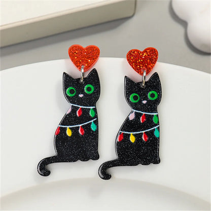 1 Pair Simple Style Cat Printing Arylic Drop Earrings