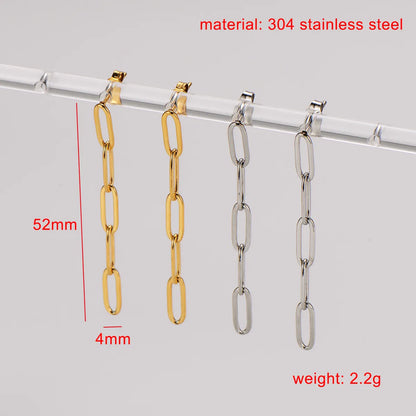 1 Pair Simple Style Chain Plating 304 Stainless Steel 18K Gold Plated Drop Earrings