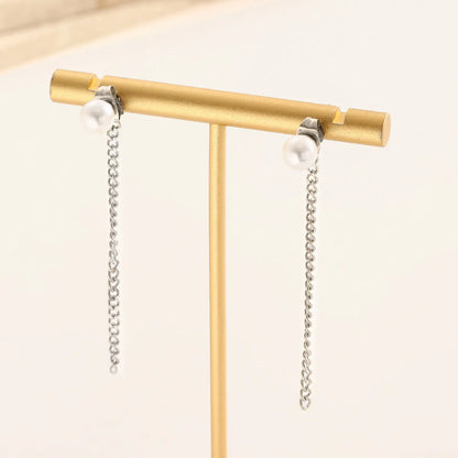 1 Pair Simple Style Chain Plating 304 Stainless Steel 14K Gold Plated Drop Earrings