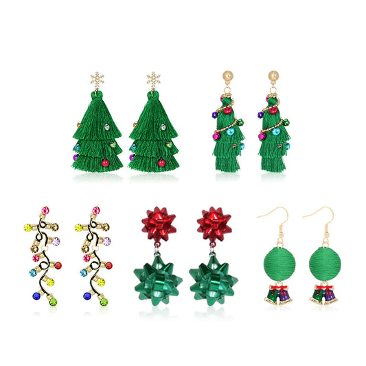 1 Pair Simple Style Christmas Tree Inlay Alloy Zircon Drop Earrings