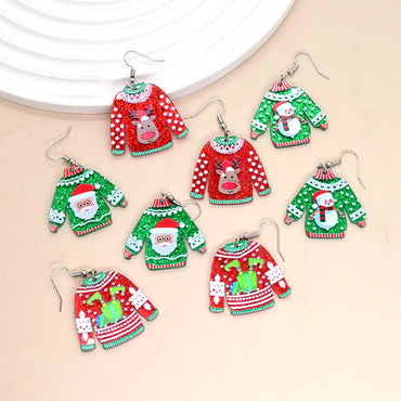 1 Pair Simple Style Christmas Tree Printing Arylic Drop Earrings