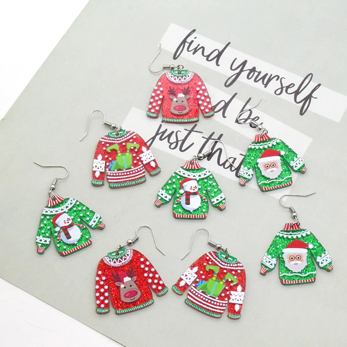 1 Pair Simple Style Christmas Tree Printing Arylic Drop Earrings