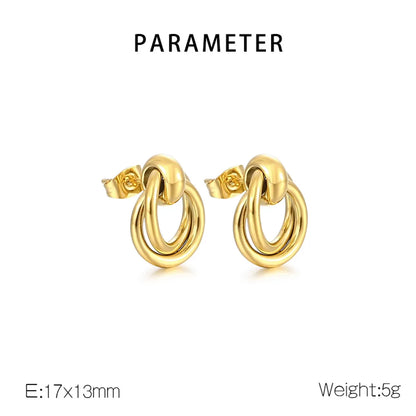 1 Pair Simple Style Circle 304 Stainless Steel 18K Gold Plated Ear Studs