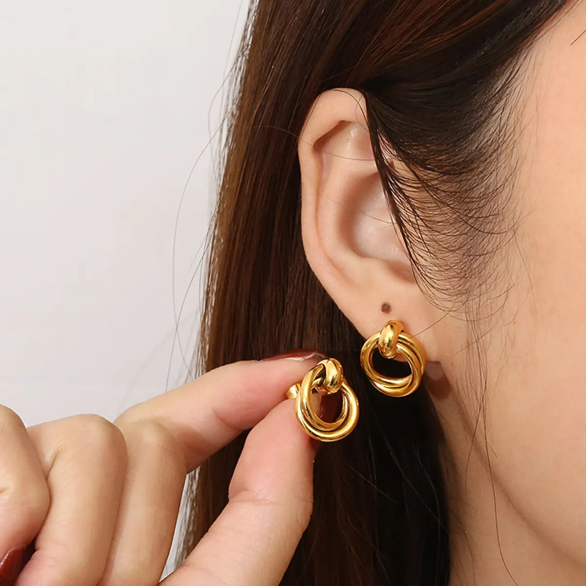 1 Pair Simple Style Circle 304 Stainless Steel 18K Gold Plated Ear Studs