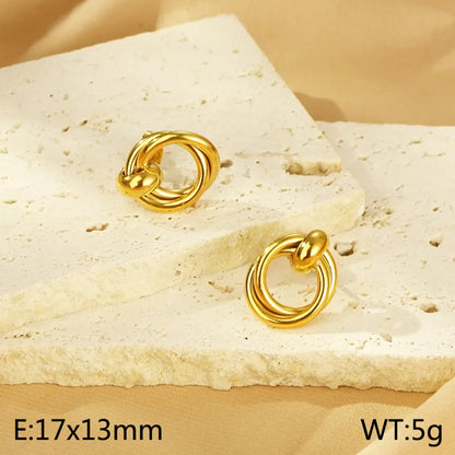 1 Pair Simple Style Circle 304 Stainless Steel 18K Gold Plated Ear Studs