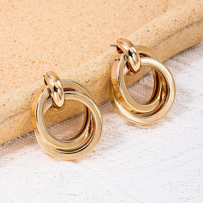 1 Pair Simple Style Circle Alloy Drop Earrings