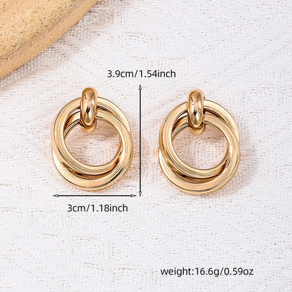 1 Pair Simple Style Circle Alloy Drop Earrings