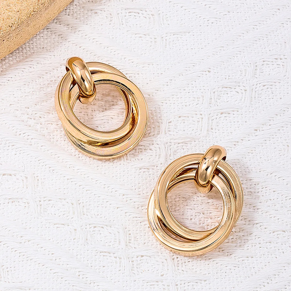 1 Pair Simple Style Circle Alloy Drop Earrings