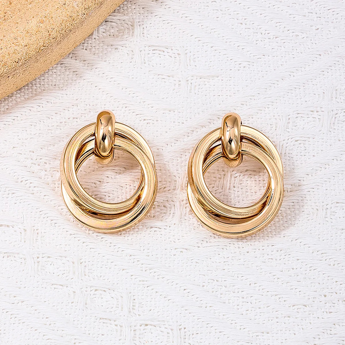 1 Pair Simple Style Circle Alloy Drop Earrings