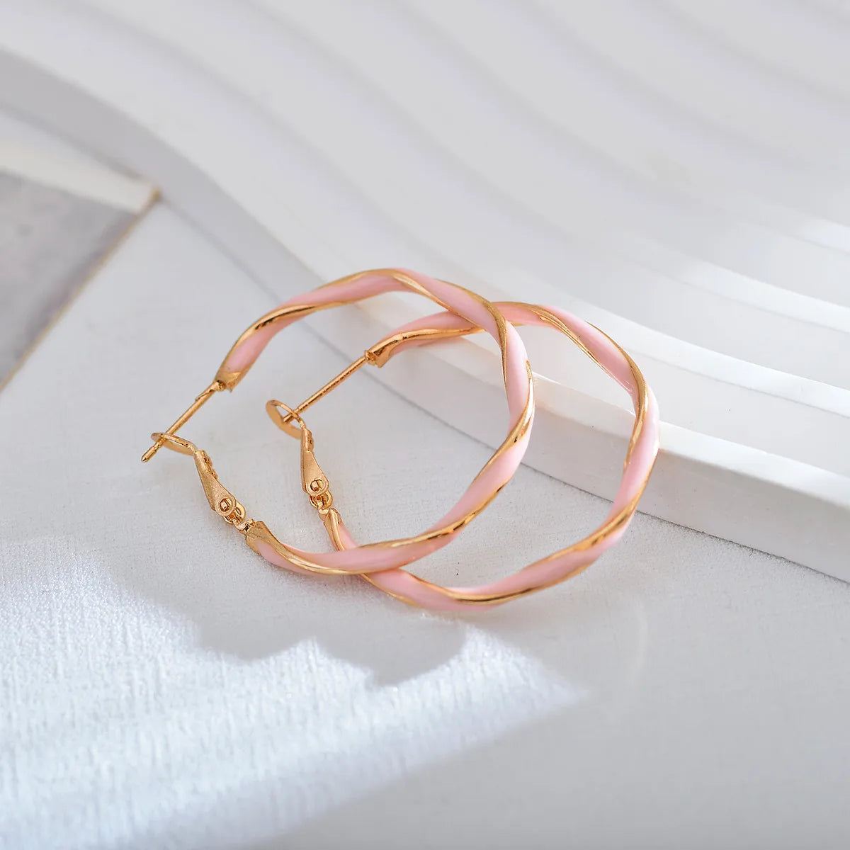 1 Pair Simple Style Circle Enamel Plating Alloy Earrings