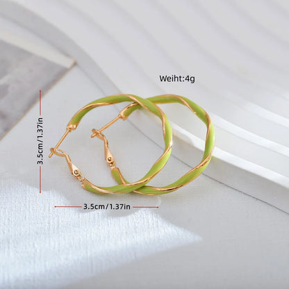 1 Pair Simple Style Circle Enamel Plating Alloy Earrings