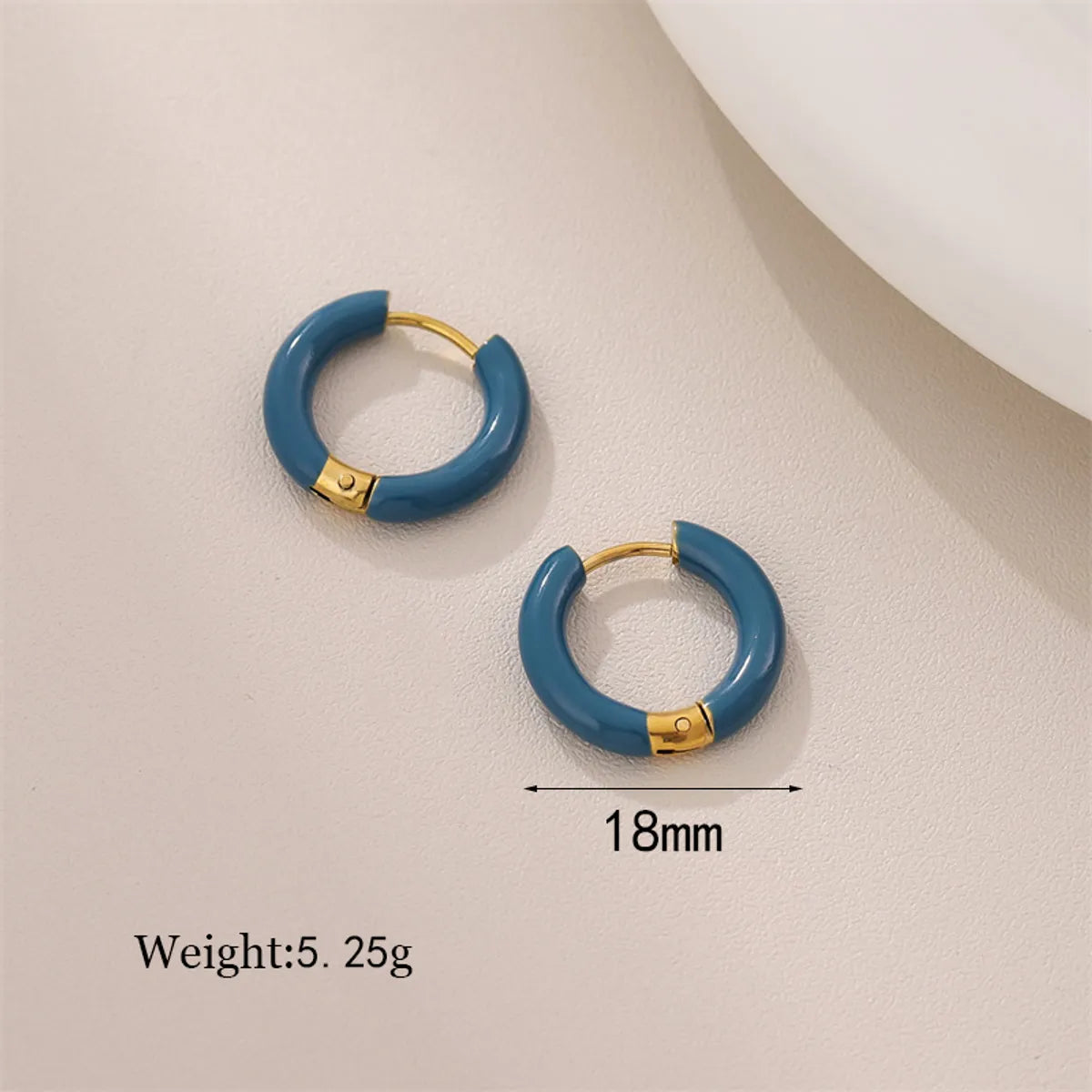 1 Pair Simple Style Circle Enamel Plating Stainless Steel Titanium Steel 18k Gold Plated Earrings