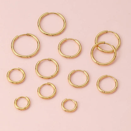 1 Pair Simple Style Circle Metal Gold Plated Women's Hoop Earrings