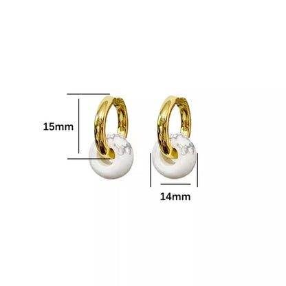 1 Pair Simple Style Circle Plating 304 Stainless Steel Natural Stone Earrings