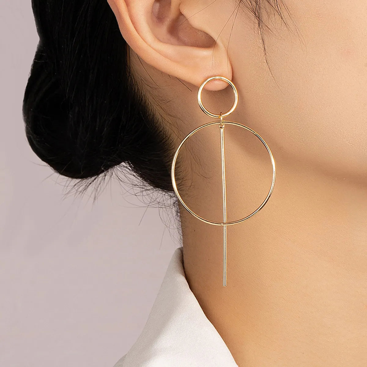 1 Pair Simple Style Circle Plating Alloy Gold Plated Drop Earrings