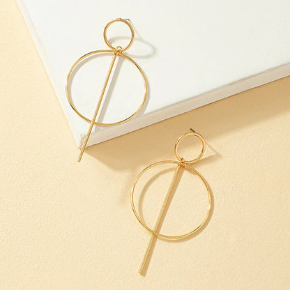 1 Pair Simple Style Circle Plating Alloy Gold Plated Drop Earrings