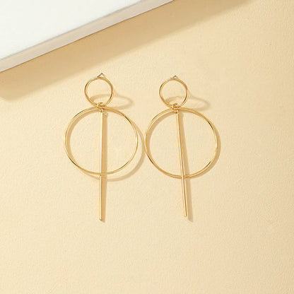 1 Pair Simple Style Circle Plating Alloy Gold Plated Drop Earrings