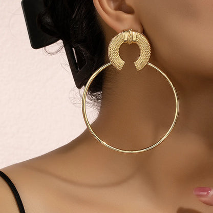 1 Pair Simple Style Circle Plating Alloy Gold Plated Hoop Earrings