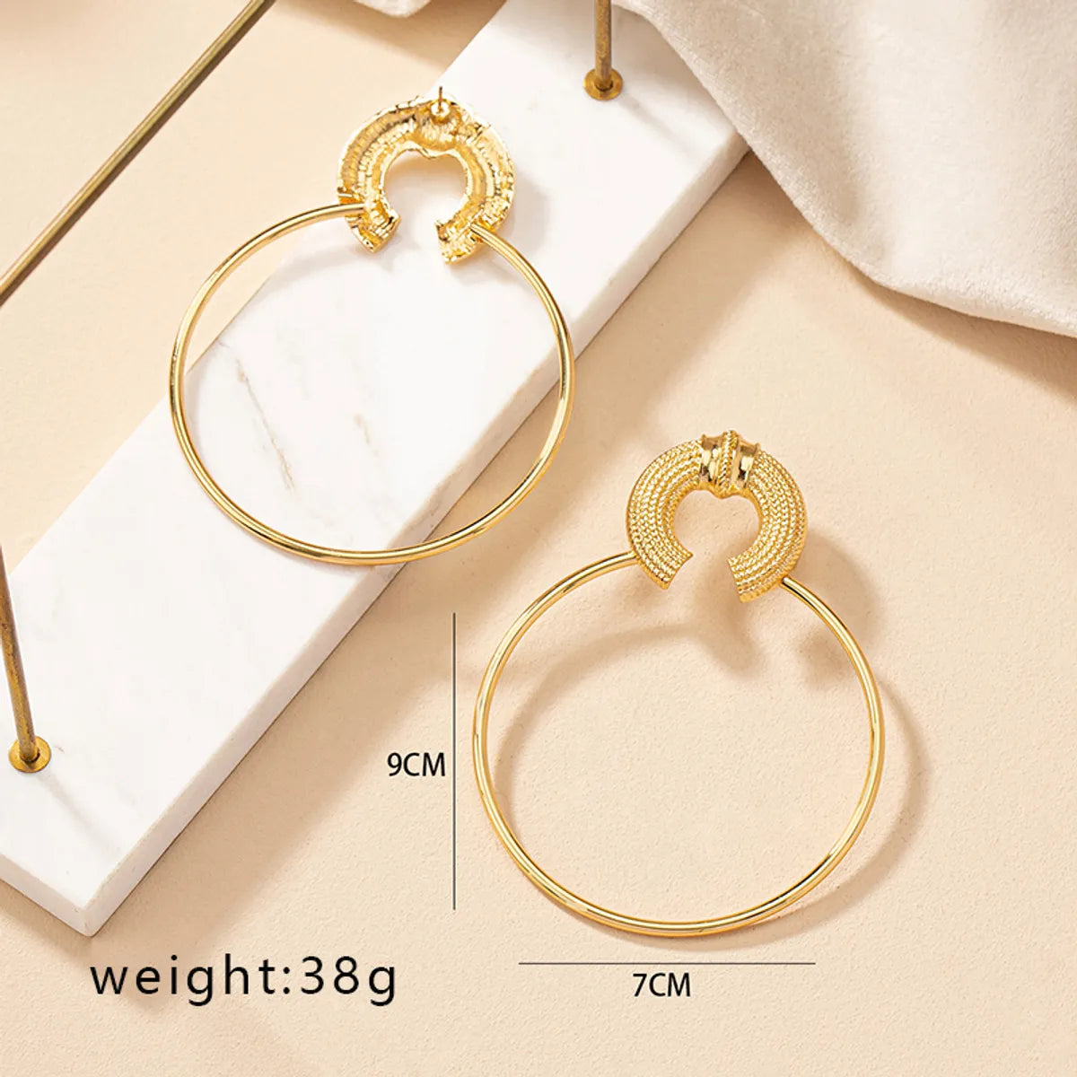 1 Pair Simple Style Circle Plating Alloy Gold Plated Hoop Earrings