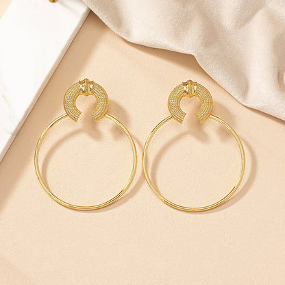 1 Pair Simple Style Circle Plating Alloy Gold Plated Hoop Earrings