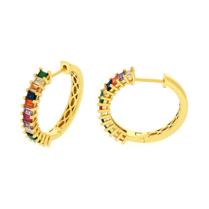 1 Pair Simple Style Circle Plating Inlay Copper Zircon 18k Gold Plated Hoop Earrings