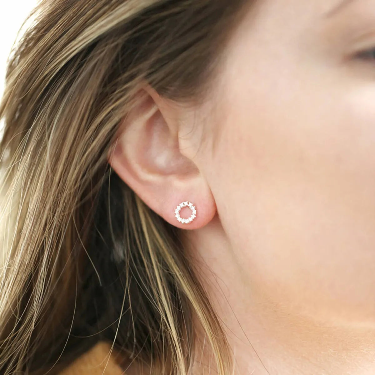 1 Pair Simple Style Circle Plating Inlay Copper Zircon Ear Studs