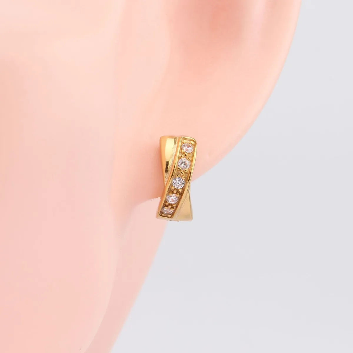 1 Pair Simple Style Circle Plating Inlay Sterling Silver Zircon White Gold Plated Gold Plated Earrings